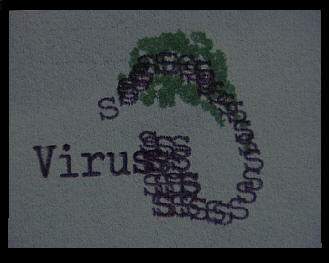 Typewritten letter forming the word Virus and the letter S is spread